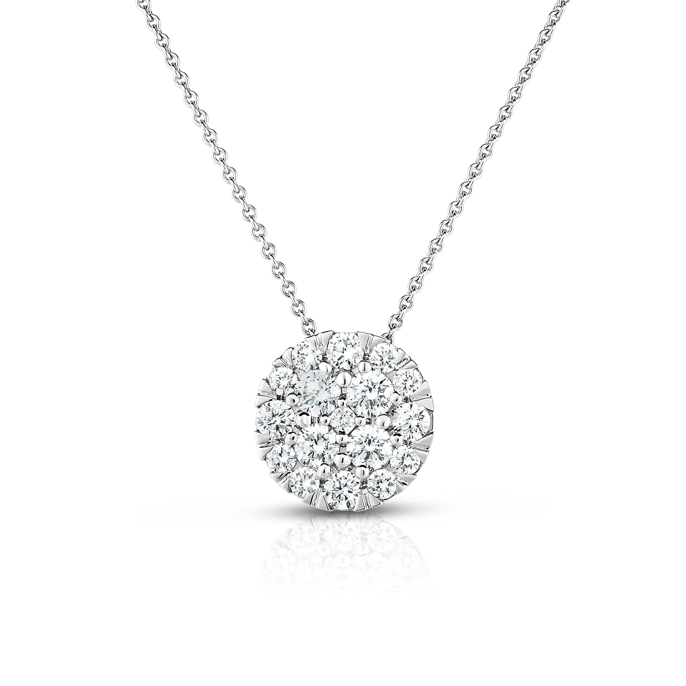 Necklaces and Pendants - Swirl Solitaire Round Diamond Pendant 0.85 Carat  in 14 Karat White Gold - PD2459