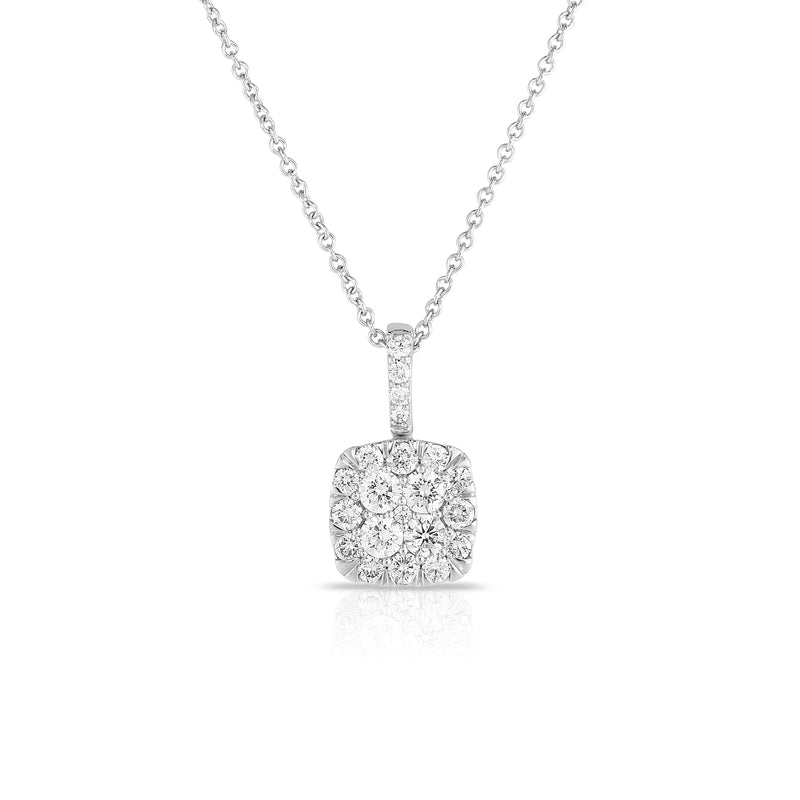 Cushion Pavé Diamond Pendant, 14K White Gold