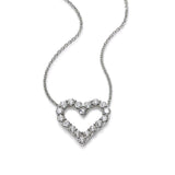 Open Heart Diamond Pendant, 1 Carat, 14K White Gold