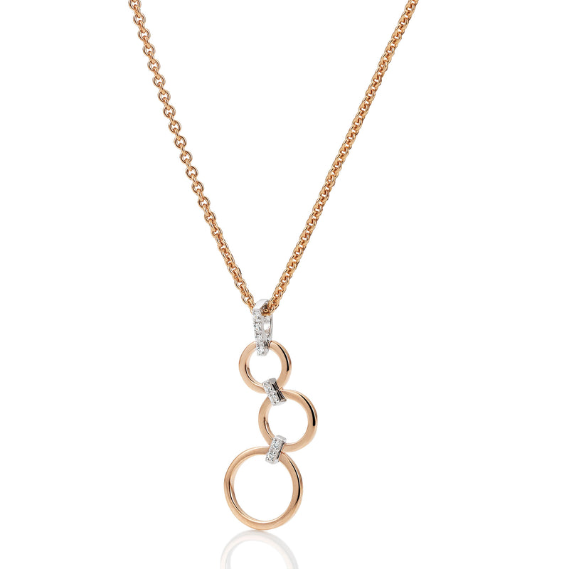 Linked Circles Drop Pendant with Diamond Accents, 14K Rose Gold