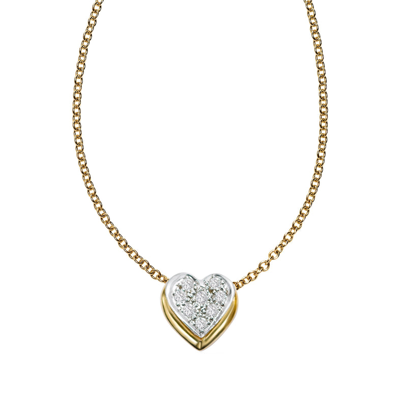 Pavé Diamond Floating Heart Pendant, 14 Karat Gold