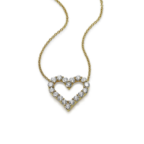 Open Diamond Heart Necklace, .25 Carat, 14K Yellow Gold