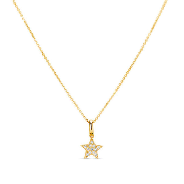 Pavé Diamond Star Pendant, 14K Yellow Gold