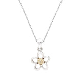 Open Daisy Pendant, Sterling Silver and 14K Yellow Gold