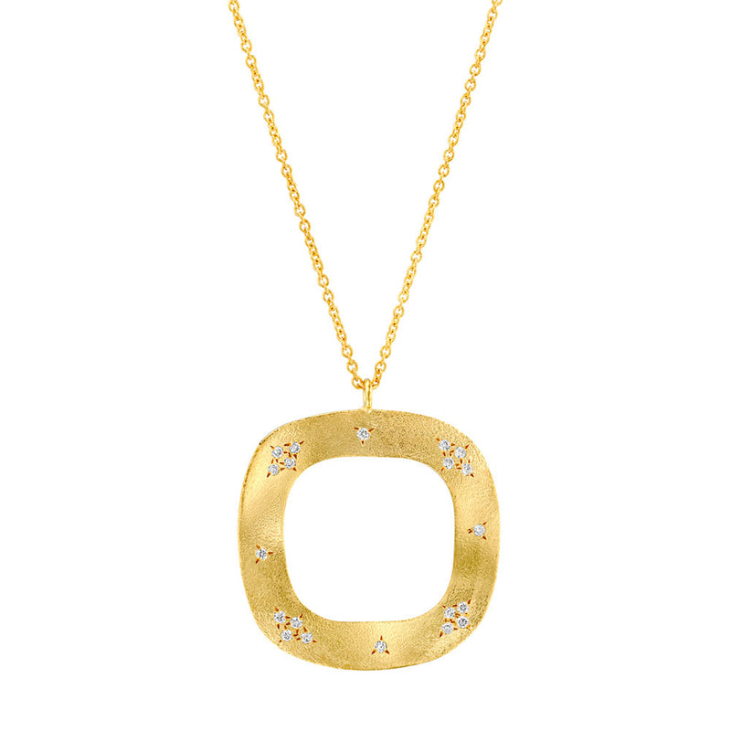 Bold Open Design Diamond Pendant, 14K Yellow Gold