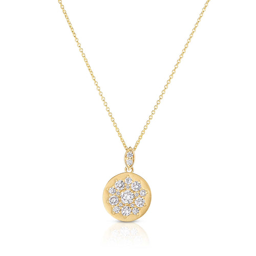 Matte Finish Diamond Design Pendant, 14K Yellow Gold