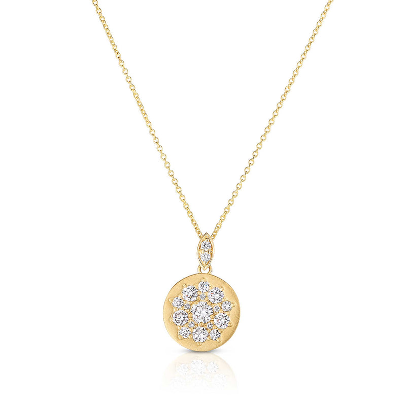 Matte Finish Diamond Design Pendant, 14K Yellow Gold