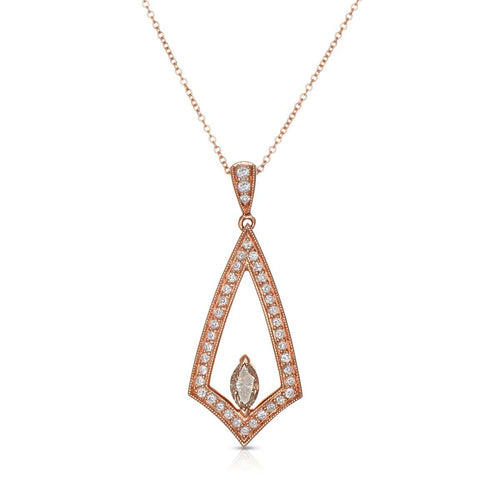 Fancy Brown Diamond Open Design Pendant, 14K Rose Gold