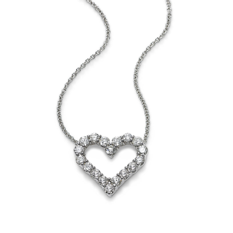 Open Diamond Heart Necklace, .60 Carat, 14K White Gold