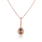 Pear Shape Fancy Brown Diamond Pendant, 14K Rose Gold