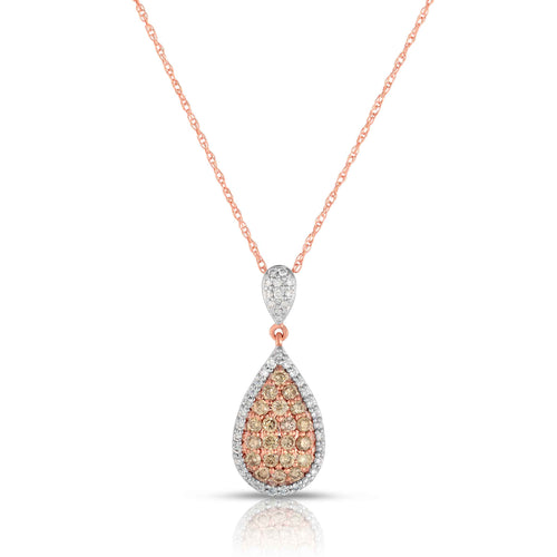 Pear Shape Pavé Diamond Pendant, 14K Rose Gold