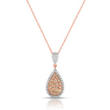 Pear Shape Pavé Diamond Pendant, 14K Rose Gold
