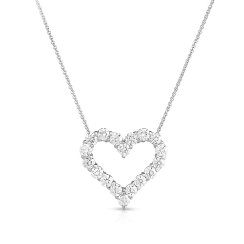 Open Heart Diamond Pendant, .91 Carat, 14K White Gold