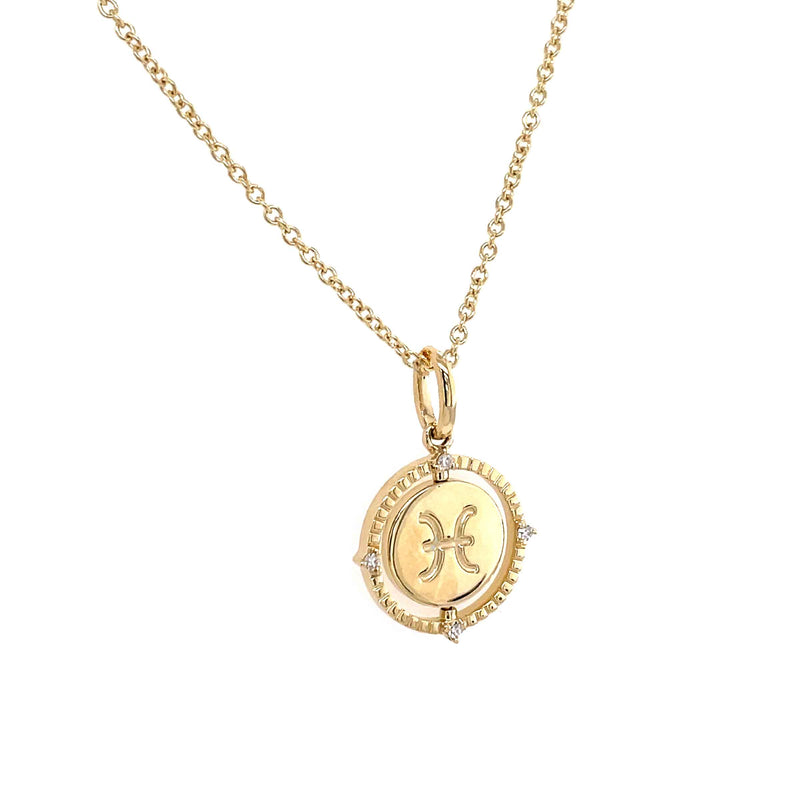 Horoscope Pendant with Diamond Accent, 14K Yellow Gold