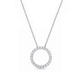 Diamond Open Circle Necklace, 14K White Gold