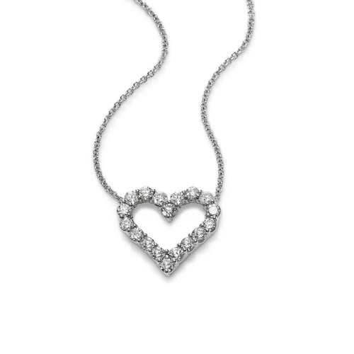 Open Heart Diamond Necklace, .25 Carat, 14K White Gold