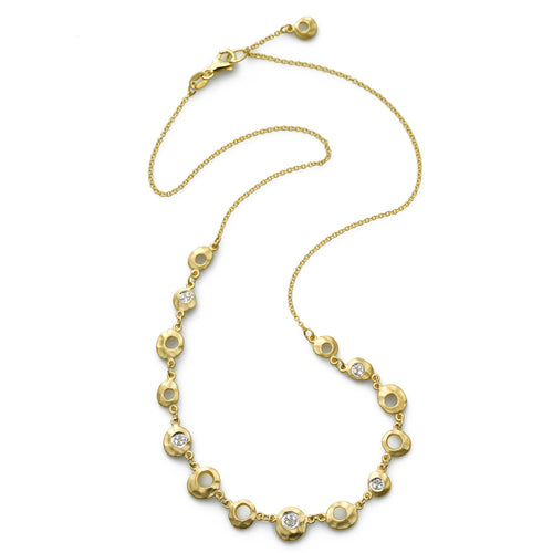 Hammered Diamond Design Necklace, 14K Yellow Gold