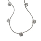 Diamond Floral Five Station Necklace, 14K White Gold