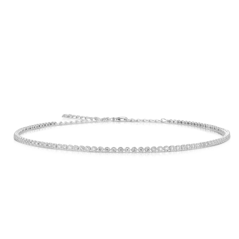 Diamond Choker Necklace, .70 Carat Total, 14K White Gold