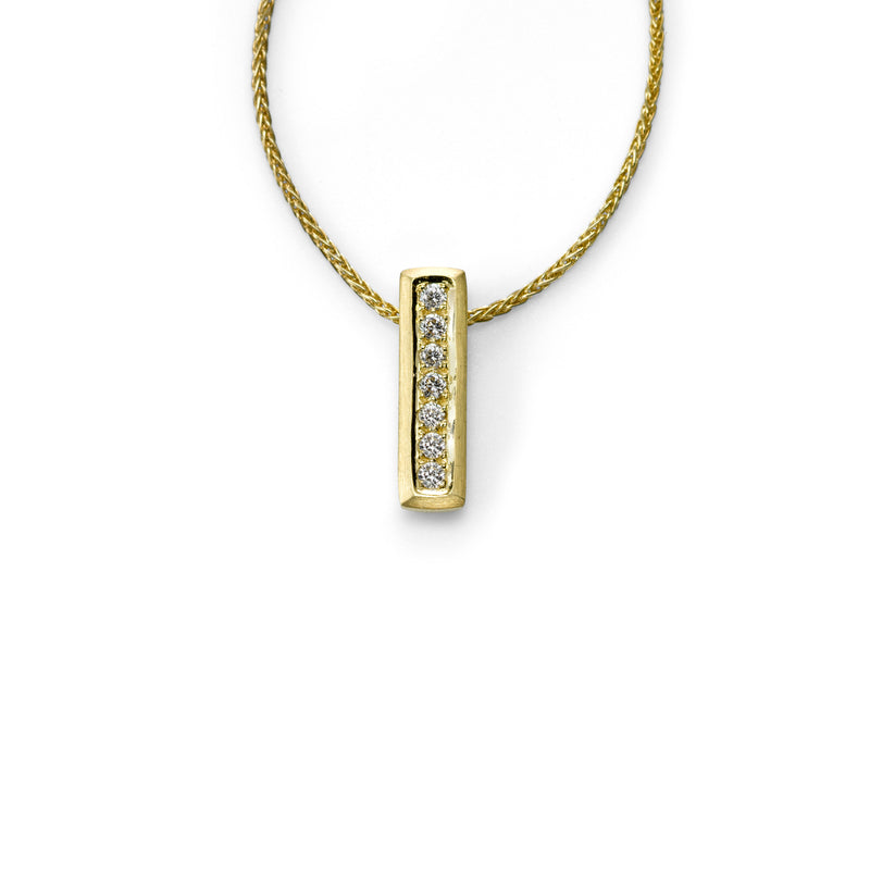 Diamond Bar Pendant, 14K Yellow Gold