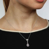 Vintage Style Pavé Diamond Drop Necklace, 14K White Gold
