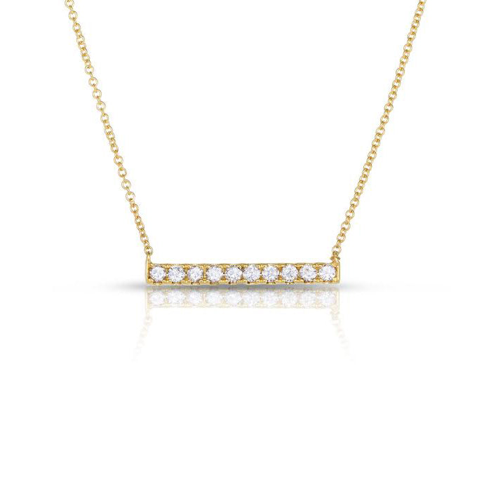 Diamond Bar Necklace, 14K Yellow Gold