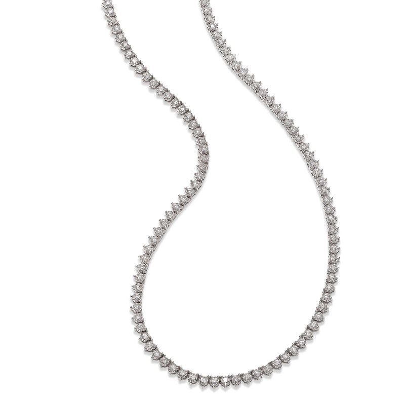 Uniform Line Diamond Tennis Necklace, 4 Carats, 14K White Gold