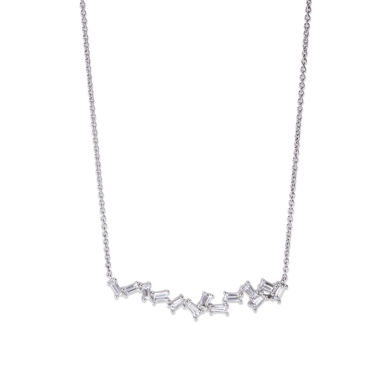 'Offbeat' Baguette Diamond Bar Necklace, 14K White Gold
