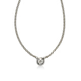Bezel Set Diamond Solitaire Necklace, .11 Carat, 14K White Gold