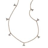 Diamond Cluster Dangles Station Necklace, 14K Rose Gold
