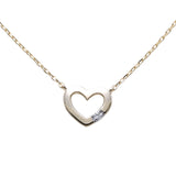 Open Design Heart Necklace with Diamond Accent, 14K Yellow Gold