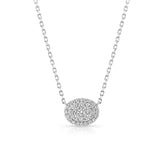 Oval Diamond Cluster Necklace, 14K White Gold