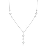 Multi Shape Diamond Drop Necklace, 14K White Gold