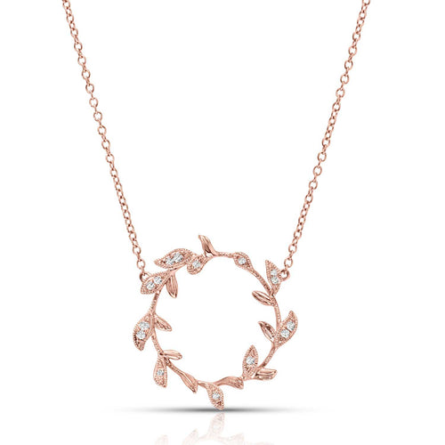 Diamond Wreath Necklace, 14K Rose Gold