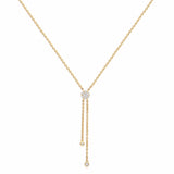 Lariat Style Necklace with Diamond Accents, 14K Yellow Gold
