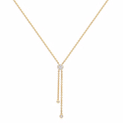 Lariat Style Necklace with Diamond Accents, 14K Yellow Gold
