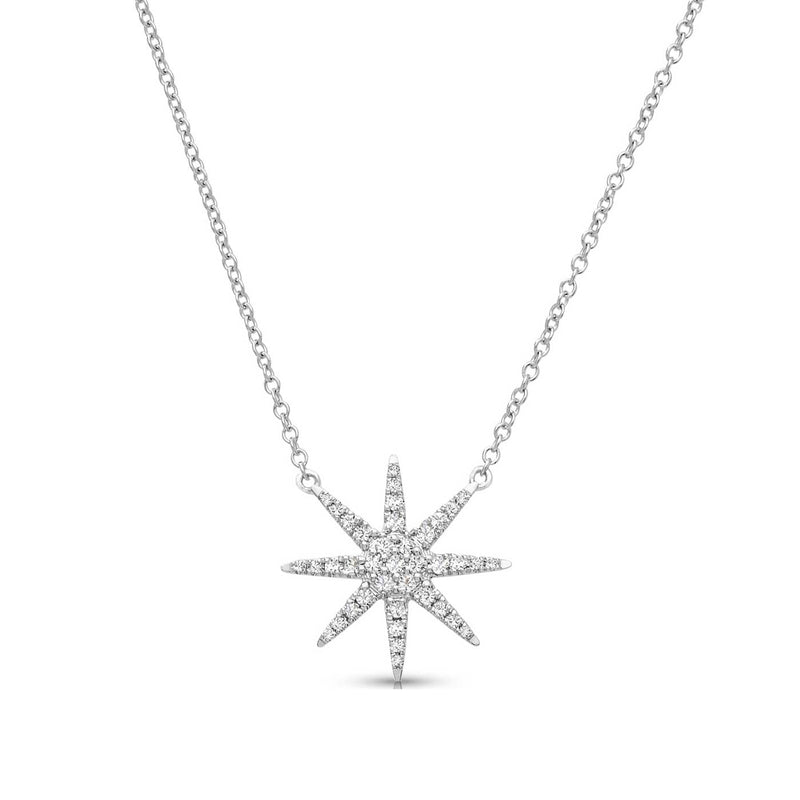 Diamond Star Necklace, 14K White Gold