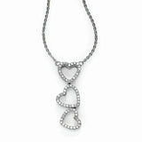 Triple Heart Diamond Necklace, 14K White Gold