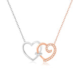 Interlocking Hearts Diamond Necklace, 14 Karat Gold