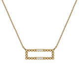 Diamond and Bead Bar Necklace, 14K Yellow Gold