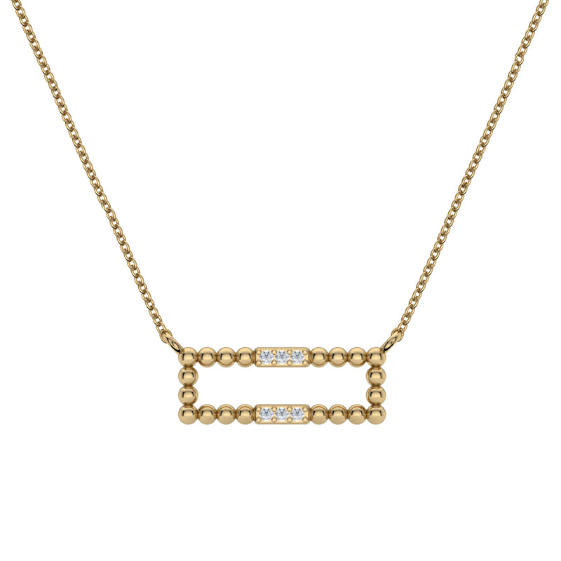 Diamond and Bead Bar Necklace, 14K Yellow Gold