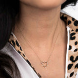 Open Heart Necklace Accented with Diamonds, 14K Yellow Gold