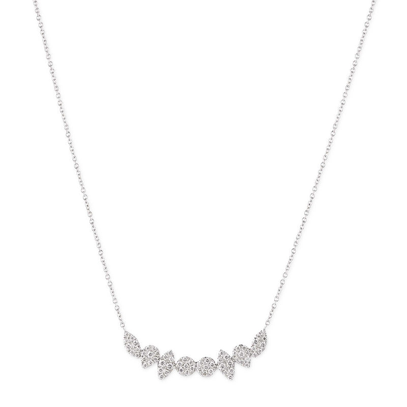 Off-Beat Pavé Design Diamond Necklace, 14K White Gold