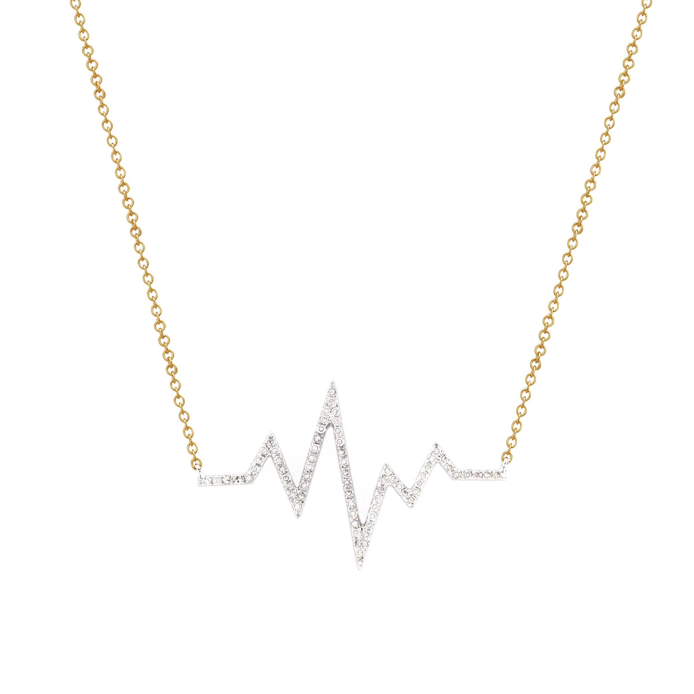 14K White Golf Diamond Heartbeat Necklace – picntell