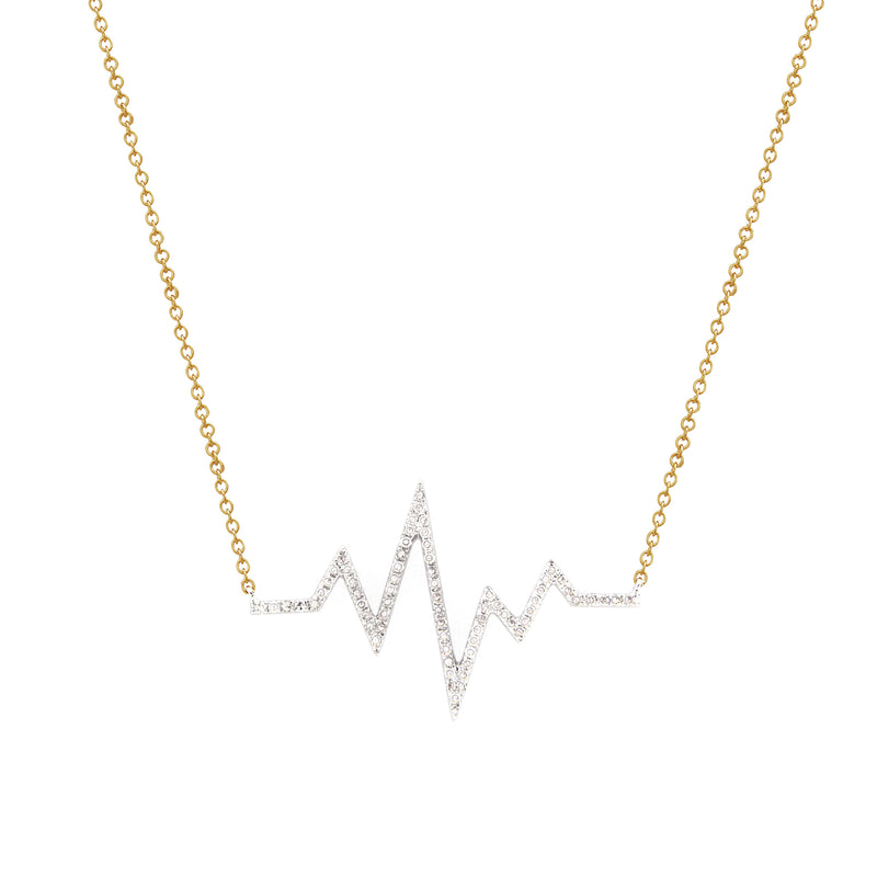 Heartbeat Diamond Necklace, 14K Yellow Gold