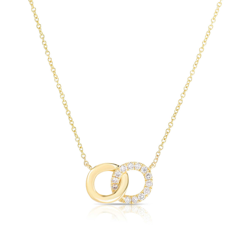 Diamond Interlocking Circles Necklace, 14K Yellow Gold