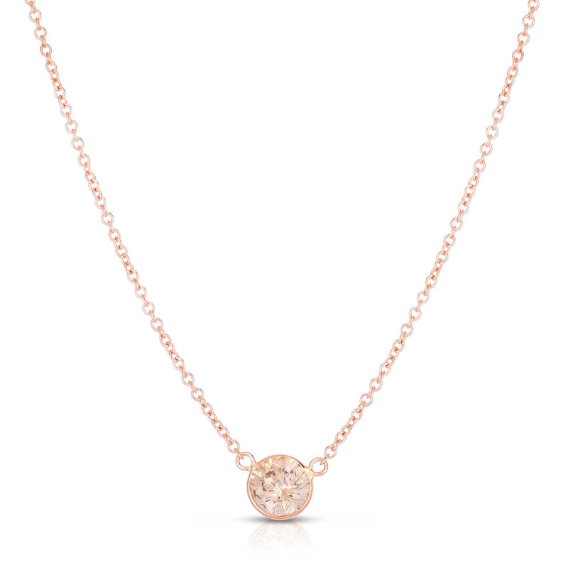 Bezel Set Fancy Brown Diamond Necklace, 14K Rose Gold