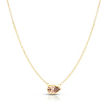 Pear Shape Cognac Natural Diamond Necklace, 14K Yellow Gold