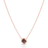 Cushion Shape Fancy Brown Diamond Necklace, 14K Rose Gold