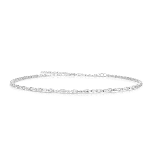 Diamond Choker Necklace, 1.50 Carats Total, 14K White Gold